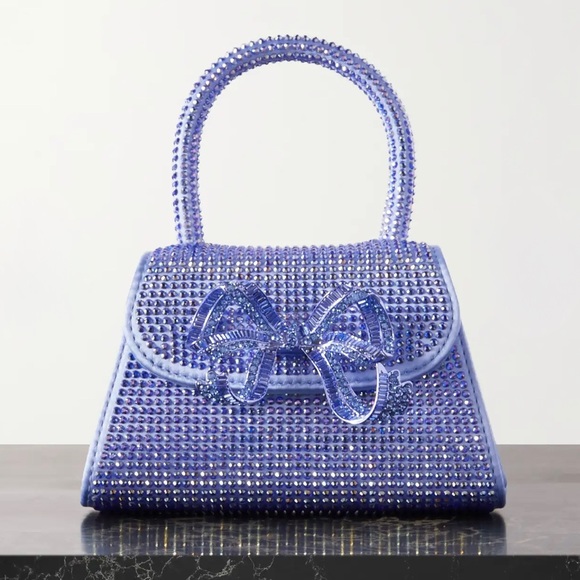 SELF PORTRAIT Mini Bow Crystal Embellished Silk Purse - Picture 8 of 10